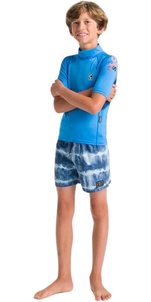 2026 C-Skins Junior NuWave X Short Sleeve Rash Vest C-NLYSSJ - Cyan / Slate / Multi